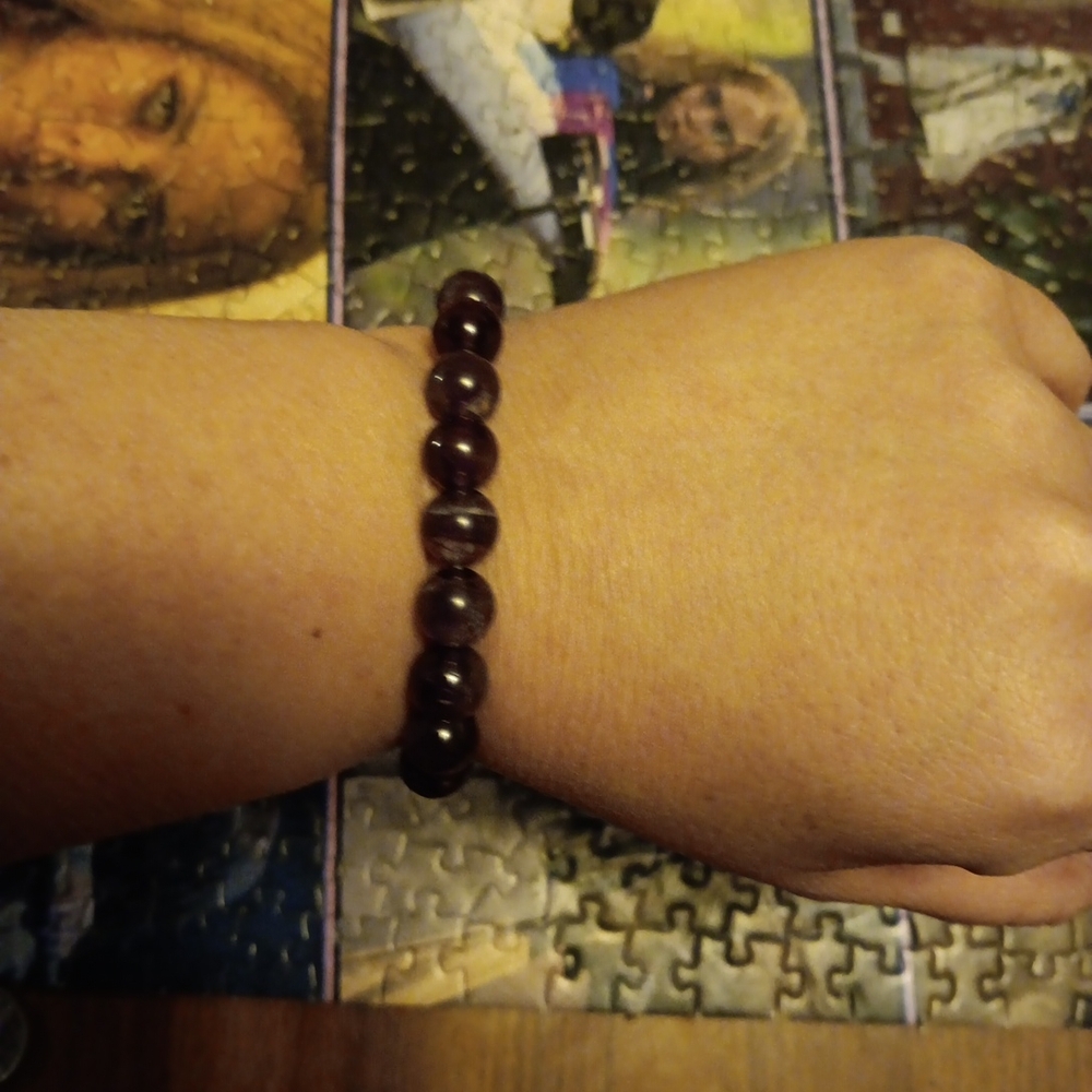 Elegant Dark Purple Genuine Amethyst Beaded Bracelet